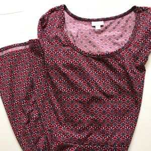 LuLaRoe Nicole - 2XL - BNWT - Maroon and Blue